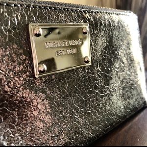 Michael Kors Silver Gunmetal Wristlet